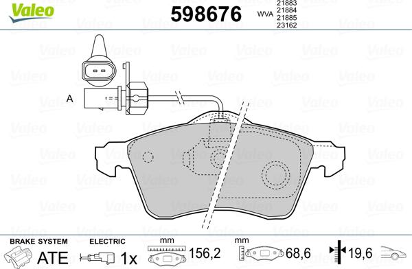 Valeo 598676 - Тормозные колодки, дисковые, комплект autospares.lv