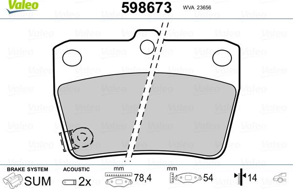 Valeo 598673 - Тормозные колодки, дисковые, комплект autospares.lv