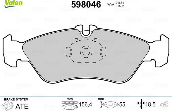Valeo 598046 - Тормозные колодки, дисковые, комплект autospares.lv