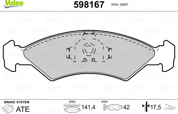 Valeo 598167 - Тормозные колодки, дисковые, комплект autospares.lv