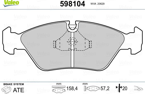 Valeo 598104 - Тормозные колодки, дисковые, комплект autospares.lv