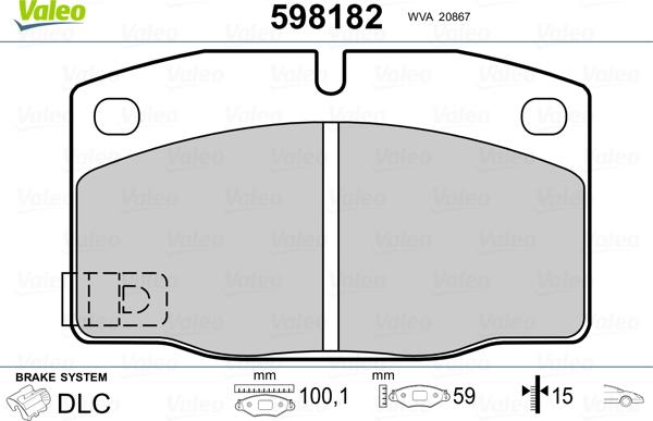 Valeo 598182 - Тормозные колодки, дисковые, комплект autospares.lv