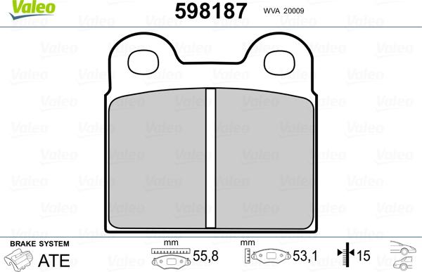 Valeo 598187 - Тормозные колодки, дисковые, комплект autospares.lv