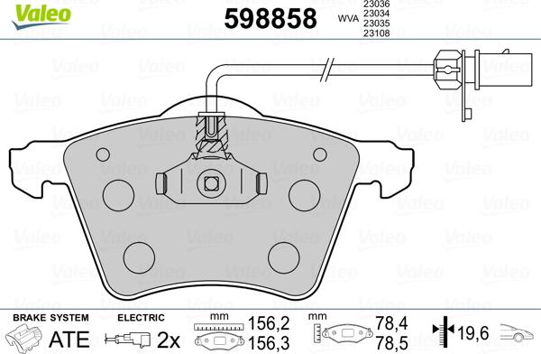 Valeo 598858 - Тормозные колодки, дисковые, комплект autospares.lv