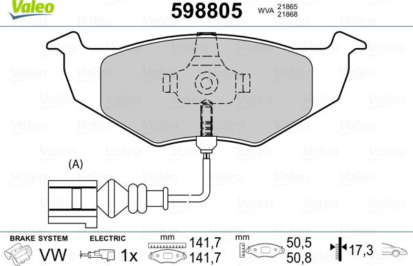 Valeo 598805 - Тормозные колодки, дисковые, комплект autospares.lv