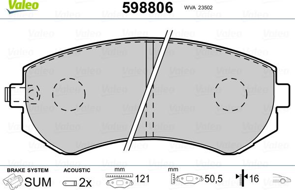 Valeo 598806 - Тормозные колодки, дисковые, комплект autospares.lv