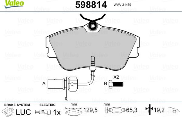 Valeo 598814 - Тормозные колодки, дисковые, комплект autospares.lv