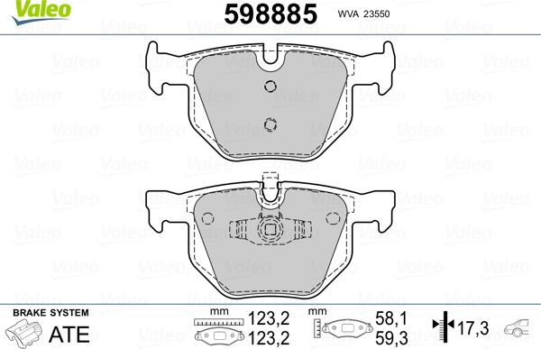 Valeo 598885 - Тормозные колодки, дисковые, комплект autospares.lv