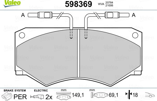 Valeo 598369 - Тормозные колодки, дисковые, комплект autospares.lv