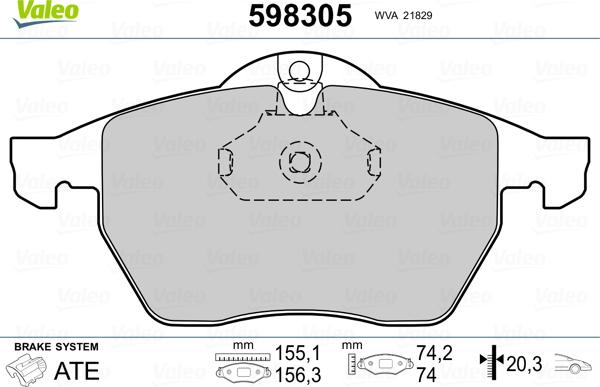 Valeo 598305 - Тормозные колодки, дисковые, комплект autospares.lv