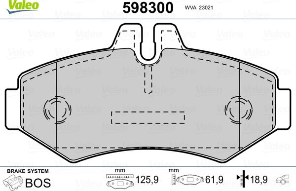 Valeo 598300 - Тормозные колодки, дисковые, комплект autospares.lv