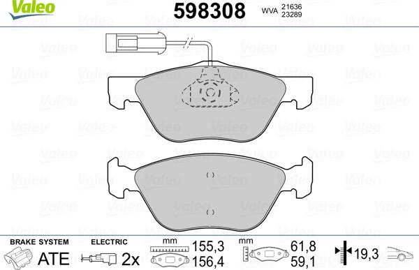 Valeo 598308 - Тормозные колодки, дисковые, комплект autospares.lv