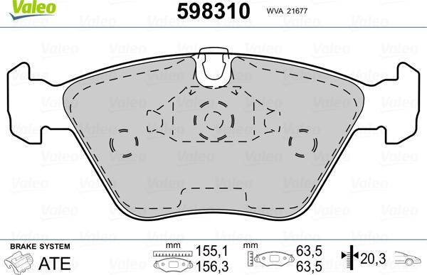 Valeo 598310 - Тормозные колодки, дисковые, комплект autospares.lv