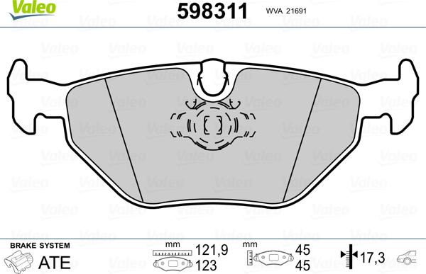 Valeo 598311 - Тормозные колодки, дисковые, комплект autospares.lv