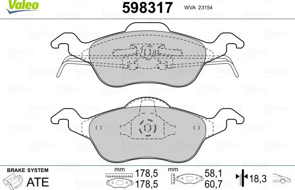 Valeo 598317 - Тормозные колодки, дисковые, комплект autospares.lv