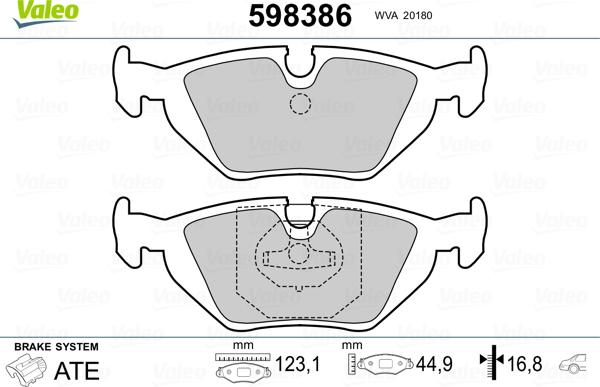 Valeo 598386 - Тормозные колодки, дисковые, комплект autospares.lv