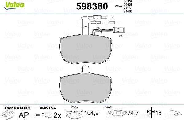 Valeo 598380 - Тормозные колодки, дисковые, комплект autospares.lv