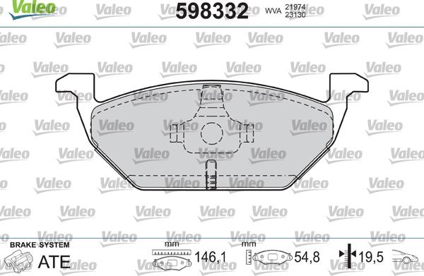 Valeo 598332 - Тормозные колодки, дисковые, комплект autospares.lv