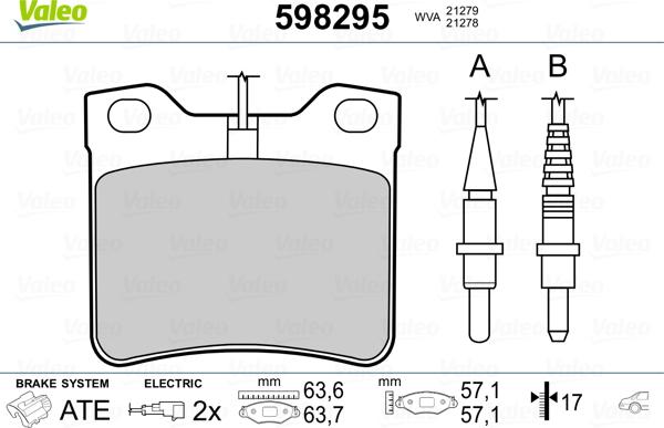 Valeo 598295 - Тормозные колодки, дисковые, комплект autospares.lv