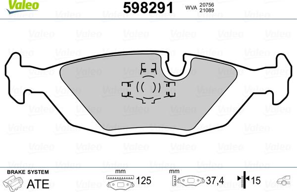 Valeo 598291 - Тормозные колодки, дисковые, комплект autospares.lv