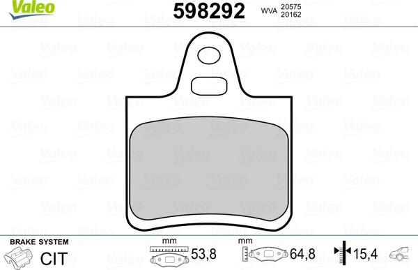 Valeo 598292 - Тормозные колодки, дисковые, комплект autospares.lv