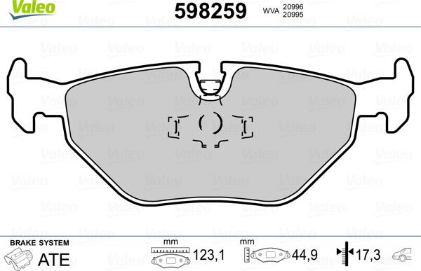 Valeo 598259 - Тормозные колодки, дисковые, комплект autospares.lv