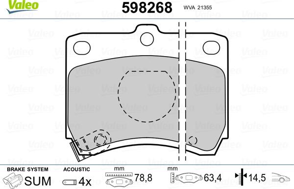 Valeo 598268 - Тормозные колодки, дисковые, комплект autospares.lv