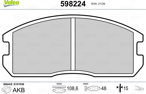 Valeo 598224 - Тормозные колодки, дисковые, комплект autospares.lv