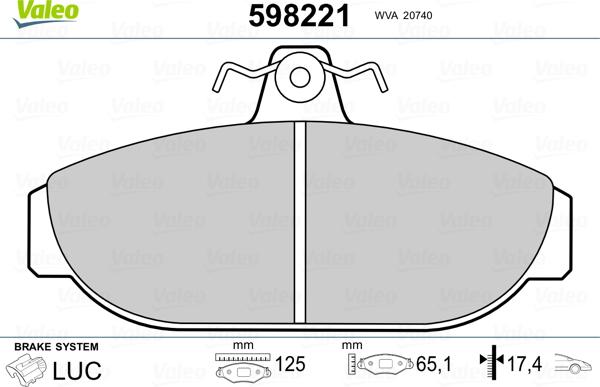 Valeo 598221 - Тормозные колодки, дисковые, комплект autospares.lv