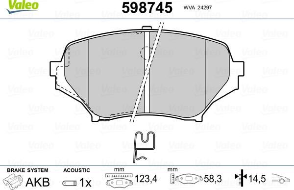 Valeo 598745 - Тормозные колодки, дисковые, комплект autospares.lv