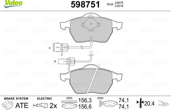 Valeo 598751 - Тормозные колодки, дисковые, комплект autospares.lv