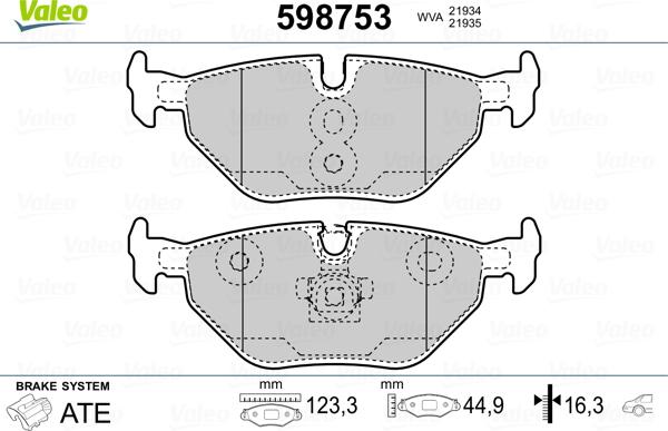 Valeo 598753 - Тормозные колодки, дисковые, комплект autospares.lv