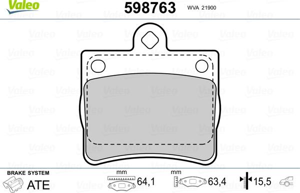 Valeo 598763 - Тормозные колодки, дисковые, комплект autospares.lv