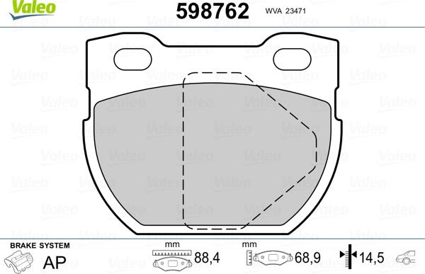 Valeo 598762 - Тормозные колодки, дисковые, комплект autospares.lv