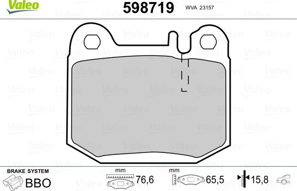 Valeo 598719 - Тормозные колодки, дисковые, комплект autospares.lv