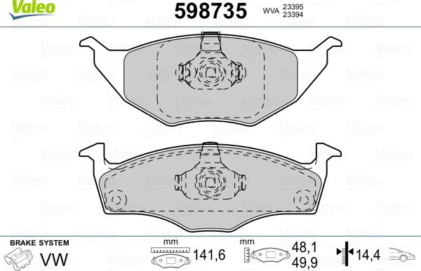 Valeo 598735 - Тормозные колодки, дисковые, комплект autospares.lv