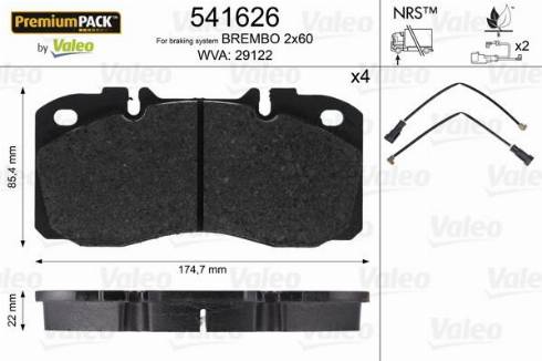 Valeo 541626 - Тормозные колодки, дисковые, комплект autospares.lv