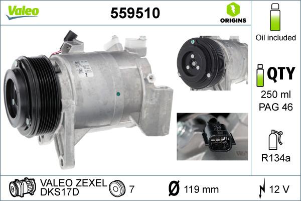 Valeo 559510 - Компрессор кондиционера autospares.lv