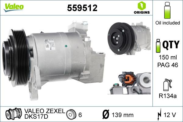 Valeo 559512 - Компрессор кондиционера autospares.lv