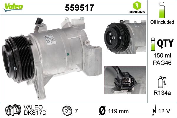 Valeo 559517 - Компрессор кондиционера autospares.lv