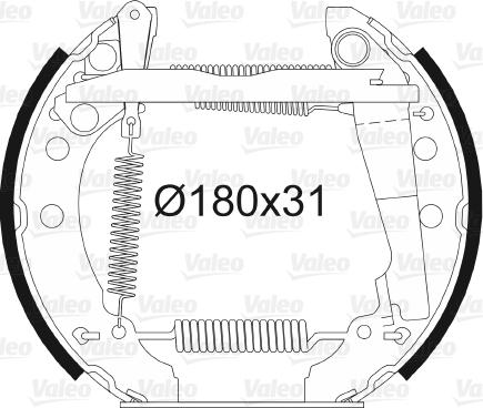 Valeo 554529 - Комплект тормозных колодок, барабанные autospares.lv