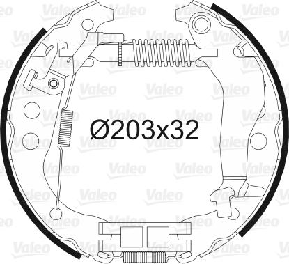 Valeo 554893 - Комплект тормозных колодок, барабанные autospares.lv