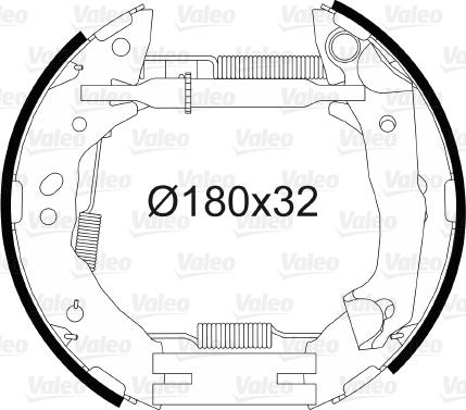 Valeo 554875 - Комплект тормозных колодок, барабанные autospares.lv