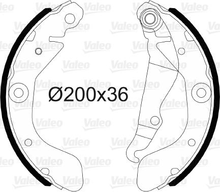 Valeo 564172 - Комплект тормозных колодок, барабанные autospares.lv