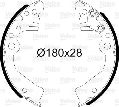 Valeo 564206 - Комплект тормозных колодок, барабанные autospares.lv