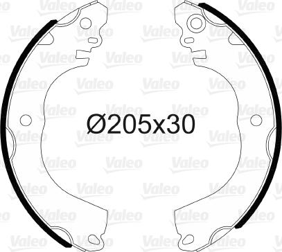 Valeo 564202 - Комплект тормозных колодок, барабанные autospares.lv