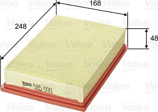 Valeo 585090 - Воздушный фильтр, двигатель autospares.lv