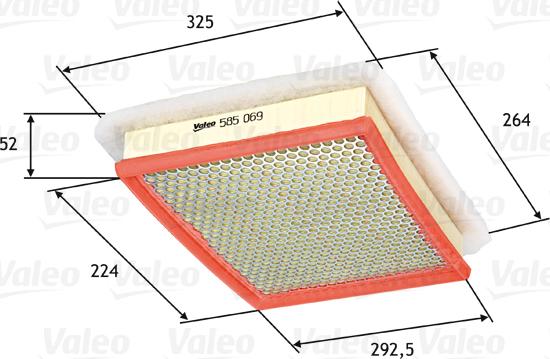Valeo 585069 - Воздушный фильтр, двигатель autospares.lv
