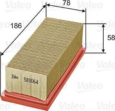 Valeo 585064 - Воздушный фильтр, двигатель autospares.lv