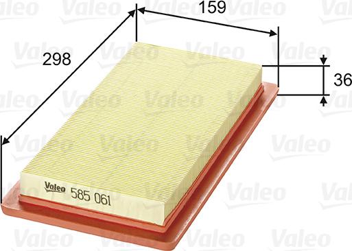 Valeo 585061 - Воздушный фильтр, двигатель autospares.lv